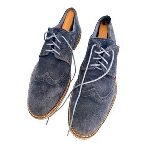 Ben Sherman Blue Suede Wingtip Brogue Oxford Shoes Men’s Designer Casual Dress